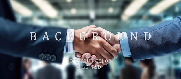 PSD blur view background businessman shaking hands with partner cooperation concept