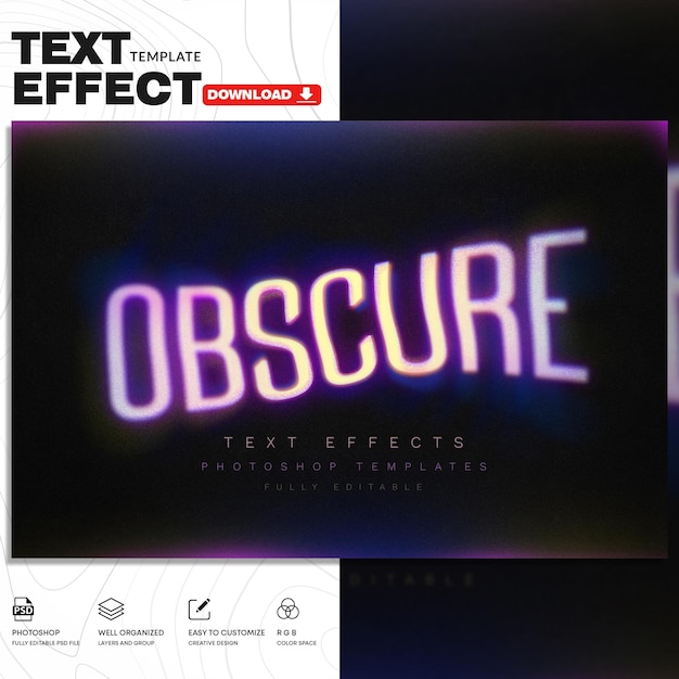 Blurry Gradient Text Effect PSD-sjabloon