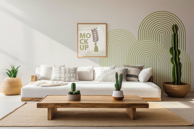 PSD boho style living room mockup