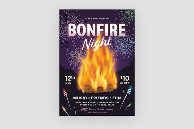 PSD bonfire night flyer template in psd