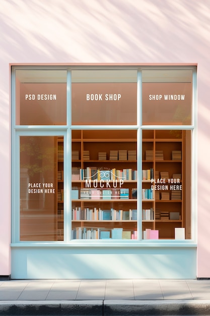 PSD bookshop store window mockup