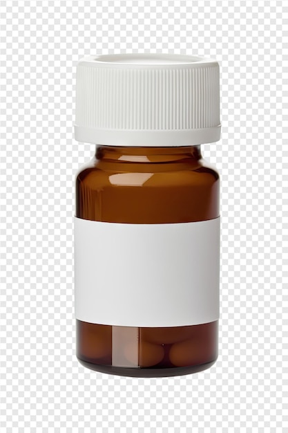 PSD a bottle of brown liquid with a white cap