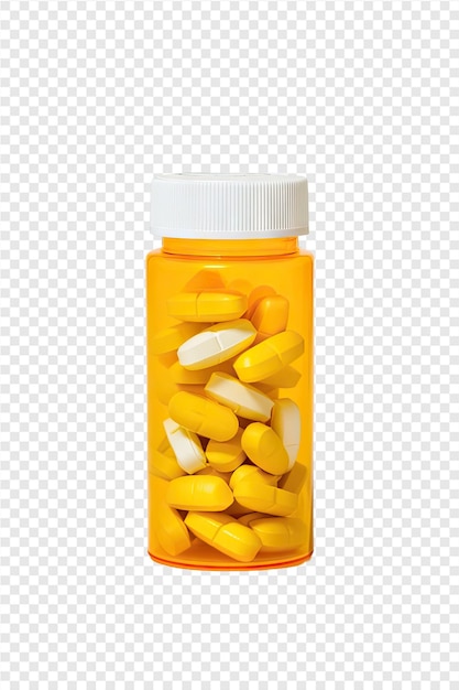 a bottle of pills with a white cap on it