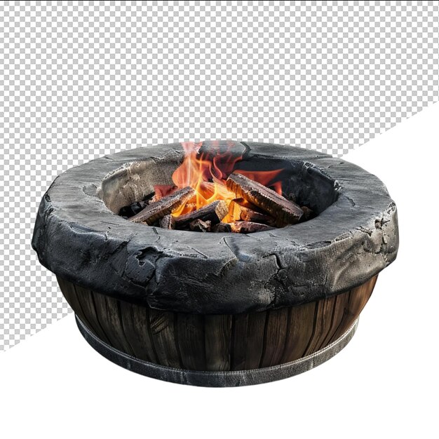 PSD a bowl of fire is on a white background with a fire in it