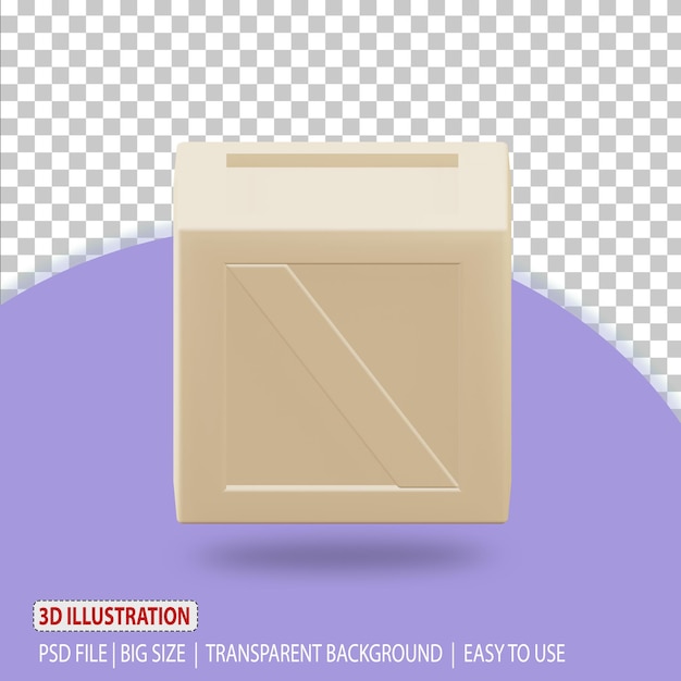 PSD box 3d icon illustration expedition logistic rendering with transparent background