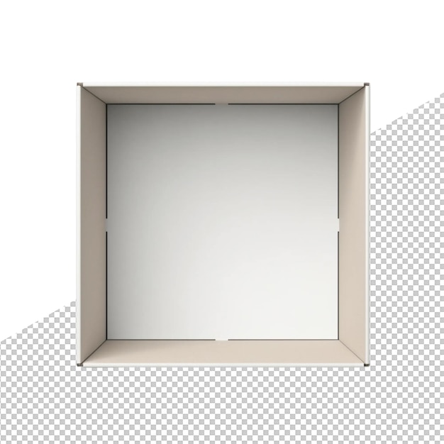 PSD a box with a clear plastic opening that says open on a transparent background