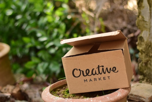 PSD a box with the word creative market on it