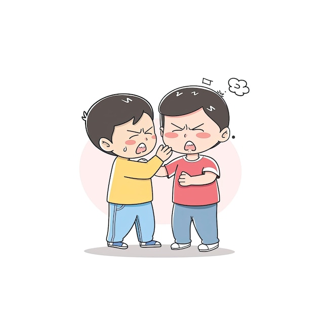 PSD a boy is depicted getting bullied cartoon illustration