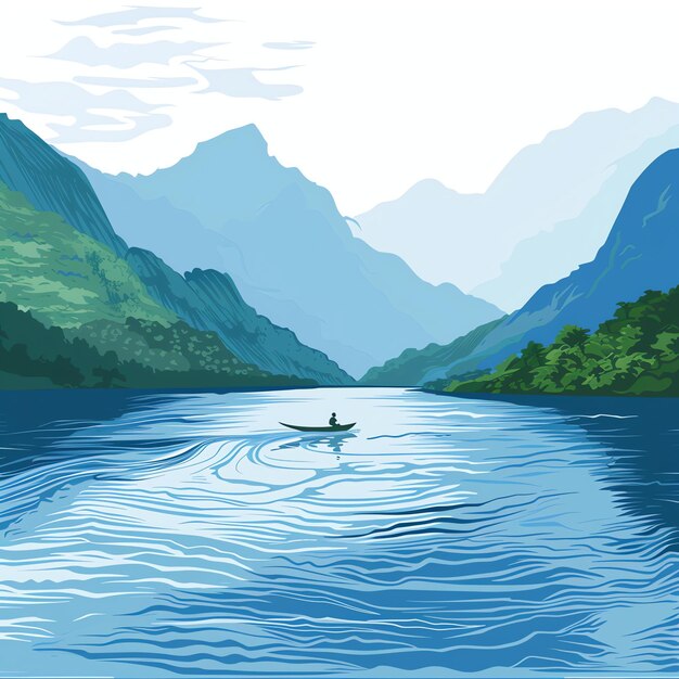 PSD brahmaputra river indian illustration