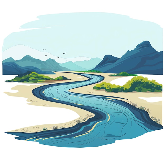 PSD brahmaputra river indian illustration