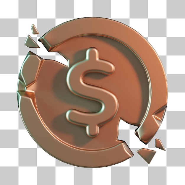 Broken Coin 3D Icon