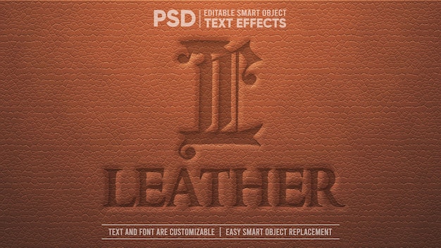 Brown Vintage Leather 3D Editable Smart Object Text Effect