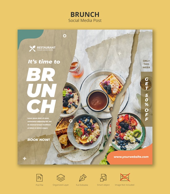 brunch restauracja social media instagram post szablon