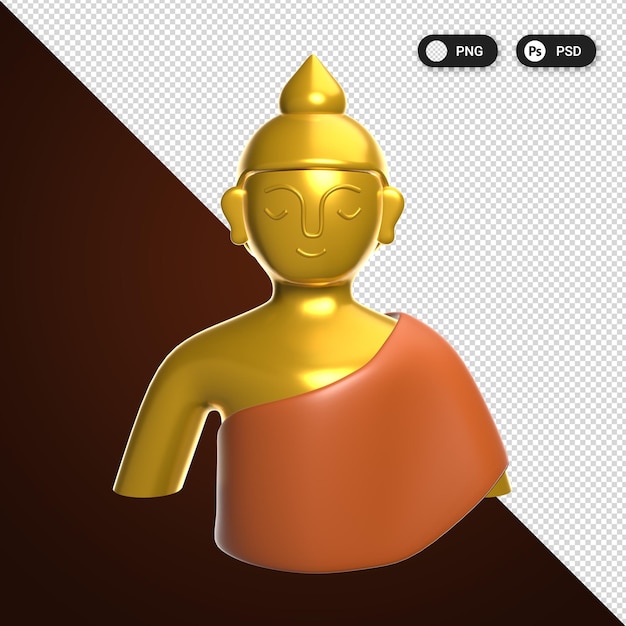 PSD buddha cultural artifacts 3d icon pack set for banner and uxui design