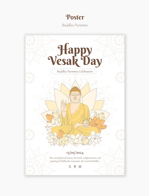 PSD buddha purnima template design