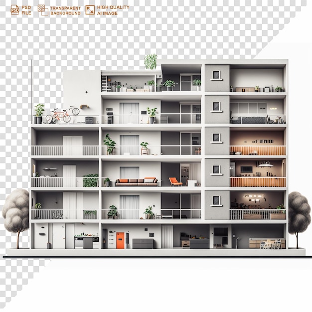 PSD building render 3d png background