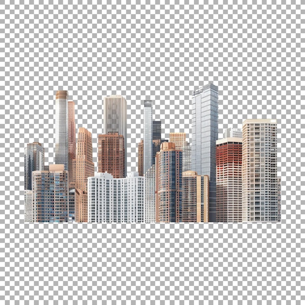 PSD buildings skyscrapers footer on transparent background ai generated