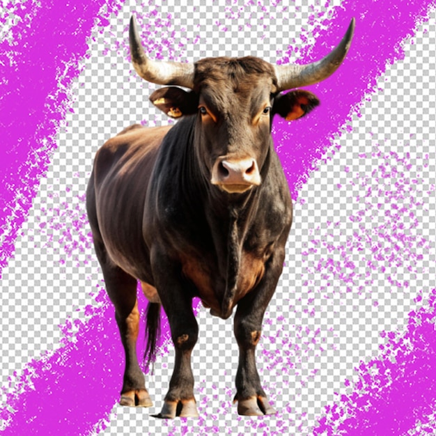 Bull with horns isolated on white background bull illustration png generative ai