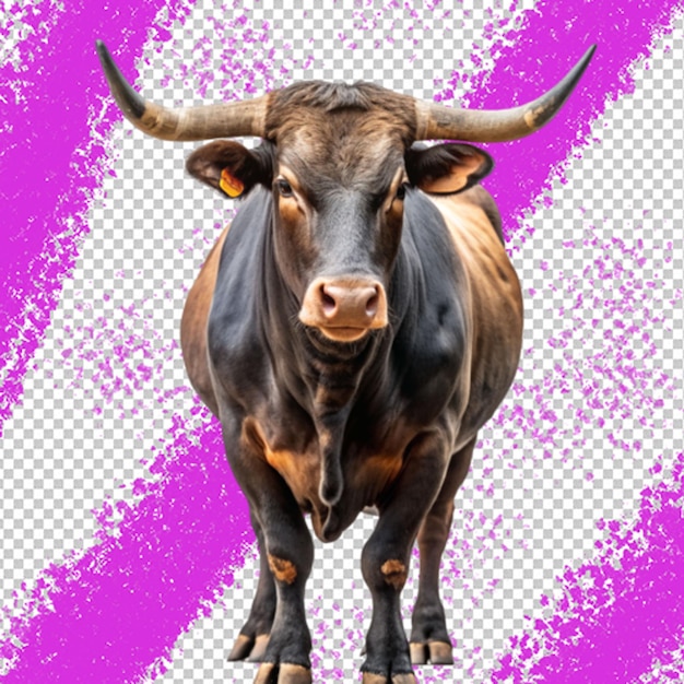 Bull with horns isolated on white background bull illustration png generative ai