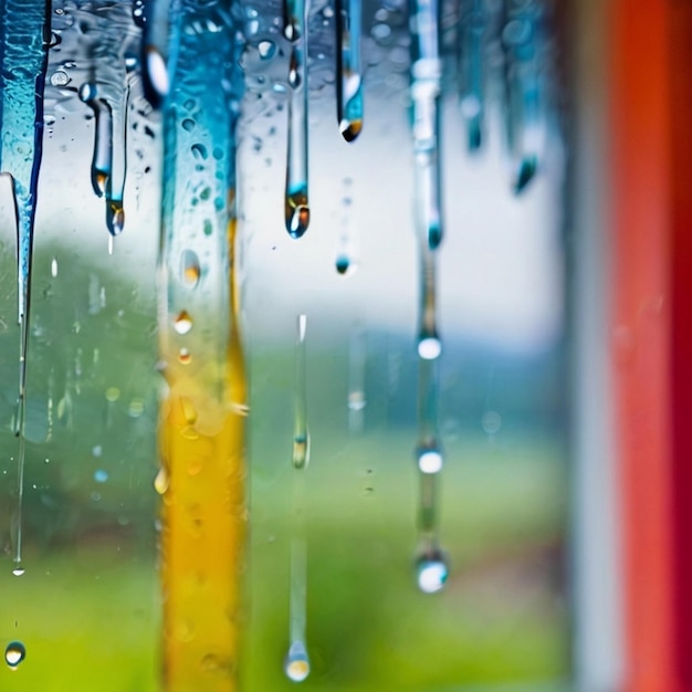 PSD a bunch of water drops are on a window sill