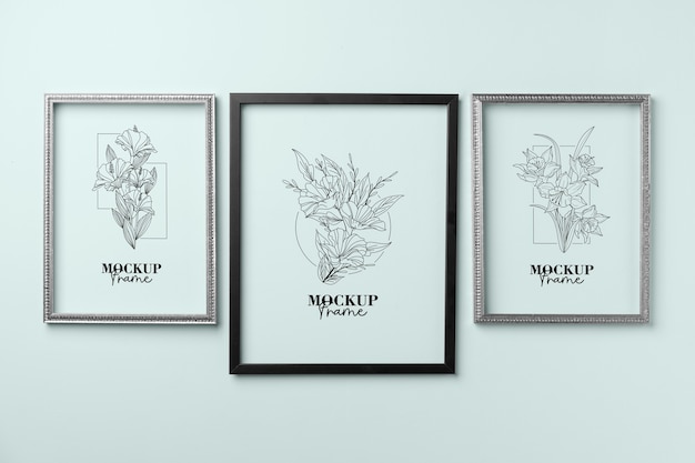 Bundle of various sizes frames mockup