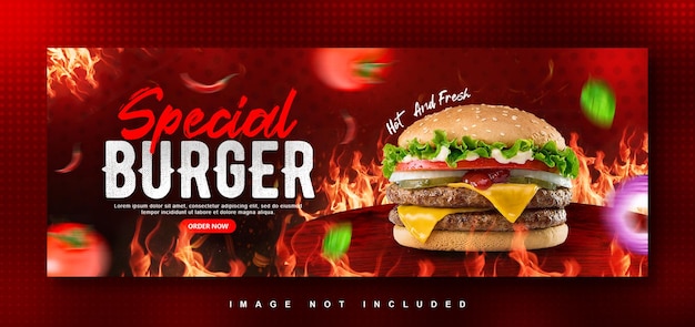 PSD burger food menu facebook cover design template