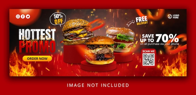 PSD burger food menu promotion facebook cover banner template 02