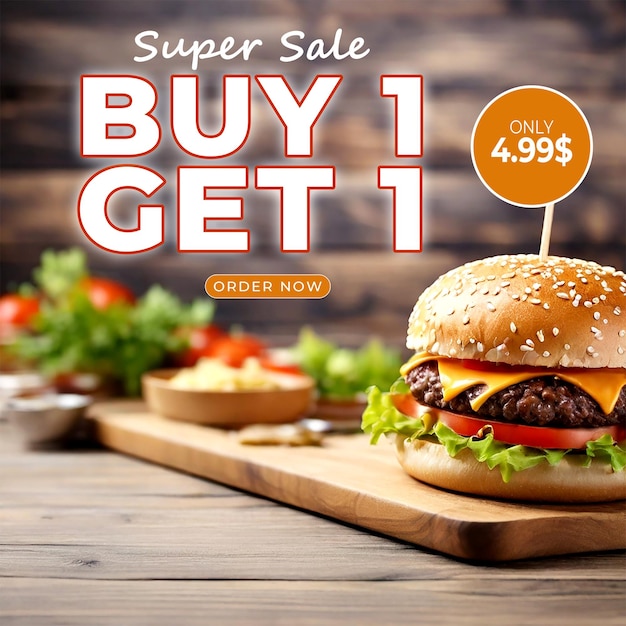 Burger food menu sale banner template