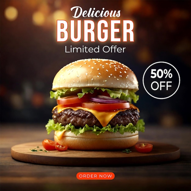 Burger food menu sale banner template