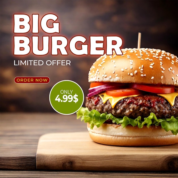 Burger food menu sale banner template