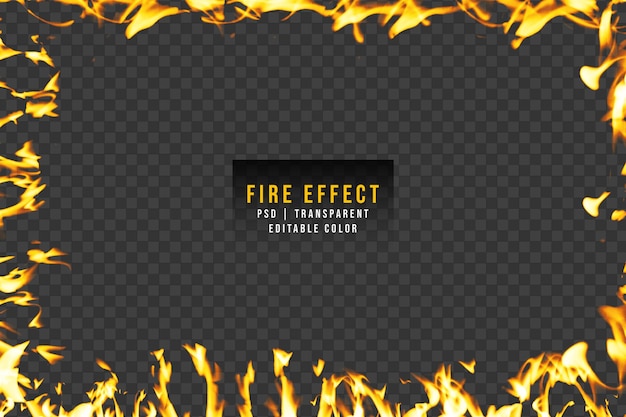 PSD a burning fire frame isolated on transparent background