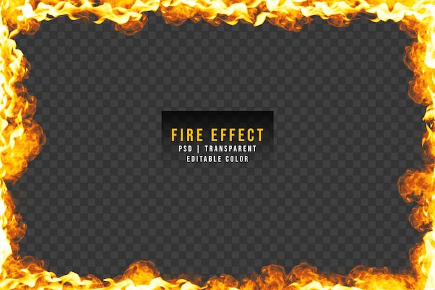 PSD a burning fire frame isolated on transparent background