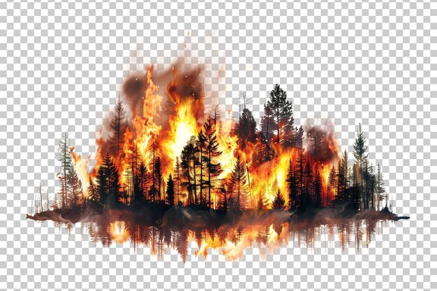 PSD burning forest isolated on transparent background