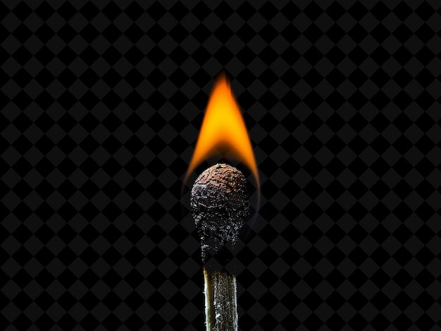 PSD a burning match against a black background with a black background