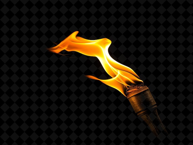 PSD a burning match with flames and a black background