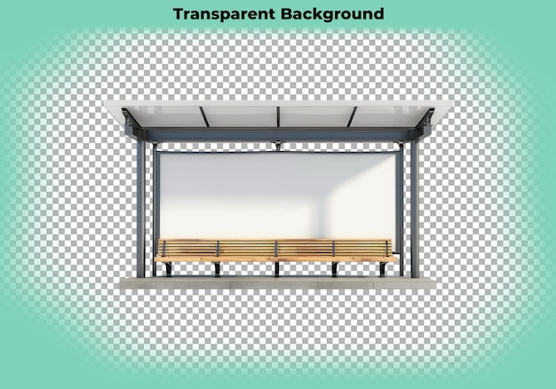 Bus stop with advertisement space isolated on transparent background