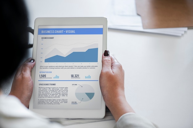 PSD business analysis chart on digital tablet