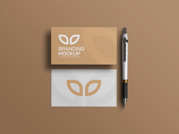 Business cards and pen mockup