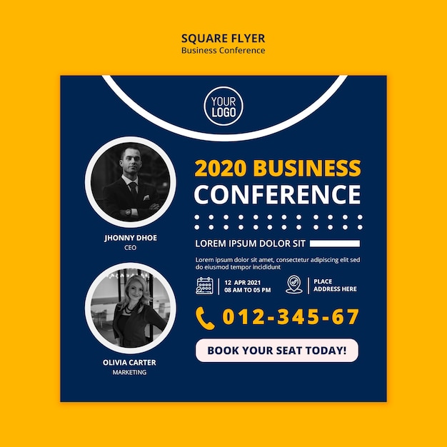 Business conference concept square flyer template