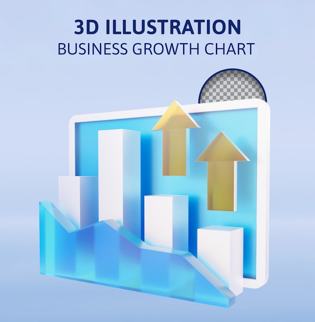 PSD business growth chart 3d rendering illustration