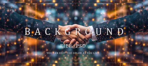 PSD business handshake with glowing background