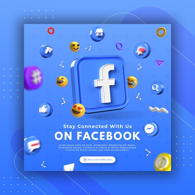 Business page promotion with 3d render Facebook for Instagram post template