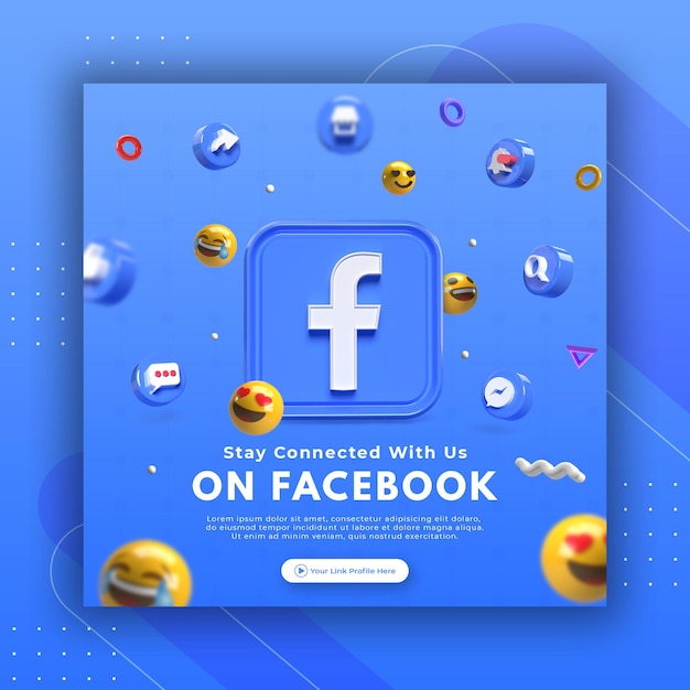 Business page promotion with 3d render Facebook for Instagram post template