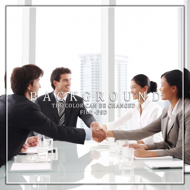 PSD business professionals handshake during a meeting