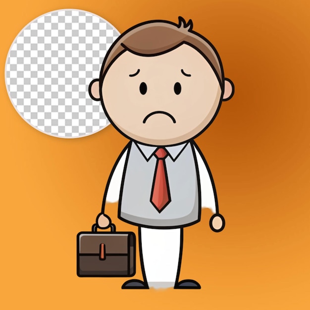 PSD businessman feeling sad vector cartoon stick figure