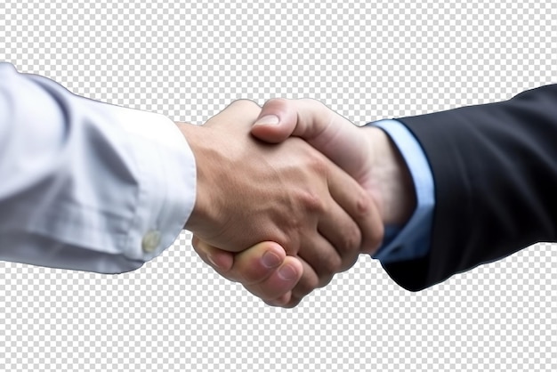 PSD businessmen making handshakes isolated on a transparent background