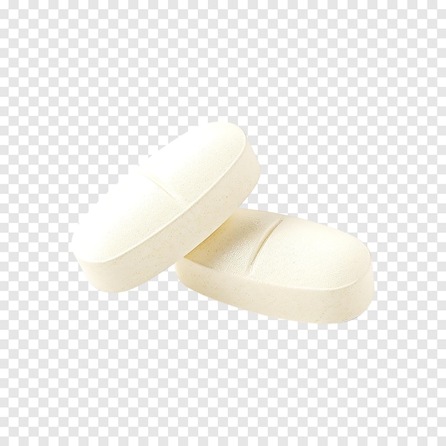 PSD calcium or vitamin and mineral pills tablets isolated on a transparent background