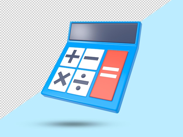 PSD calculator 3d icon blue color calculation symbol finance icon 3d rendered illustration