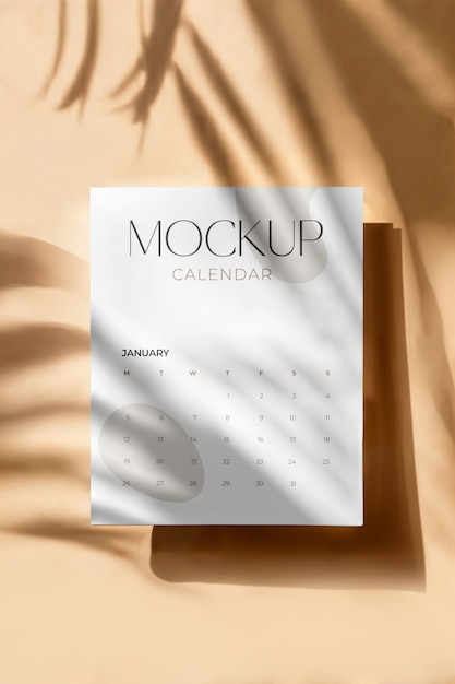 Calendar mockup in studio setting