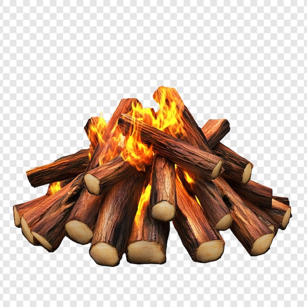 PSD campfire with flames and logs